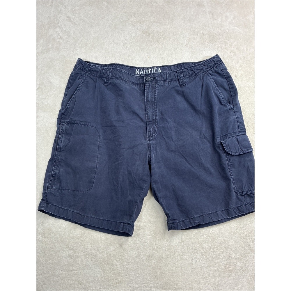 Nautica Men's Blue Washed Cargo‎ Shorts  Size 40  100% Cotton